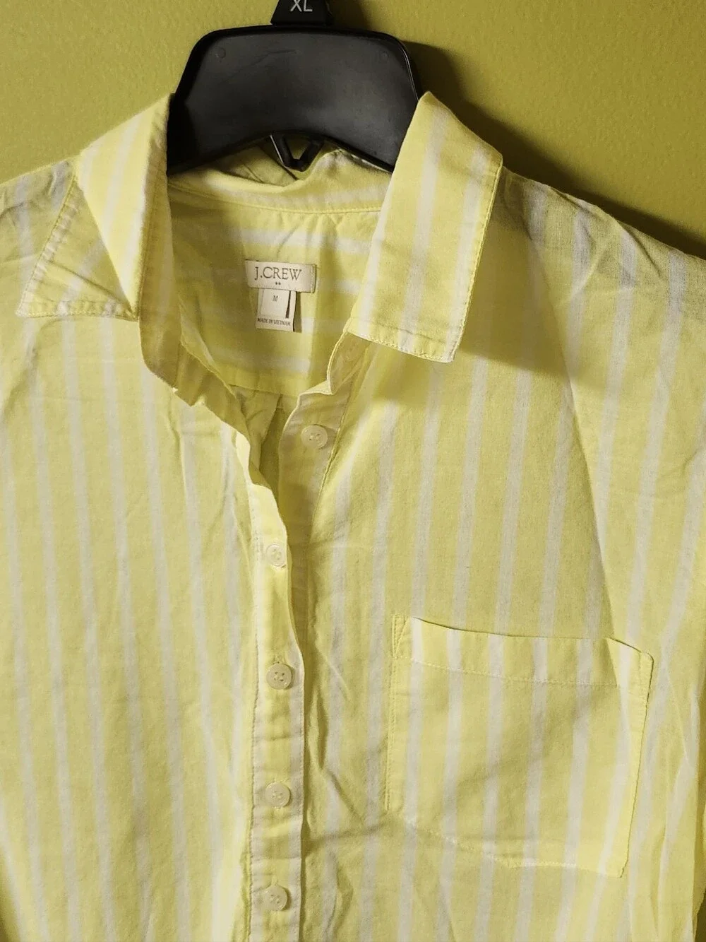 ​J.Crew Striped Button-Front Popover Shirt (Yellow & White), Sz M